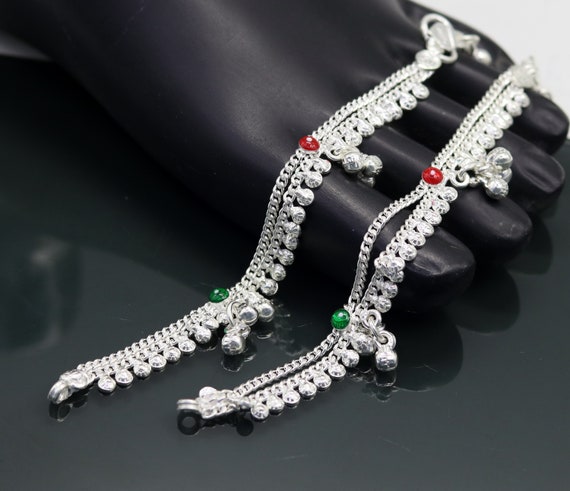 Sterling Silver Rajasthani Anklets with bell dangle Sterling Silver Rajasthani Anklets with bell dangle