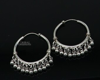 925 Sterling Silver Handmade Hoop Earring, Fabulous Bali