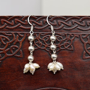 925 sterling silver handmade hoops earring, natural fresh water pearl earring amazing customized bridesmaid pearl drop dangle earring ear477