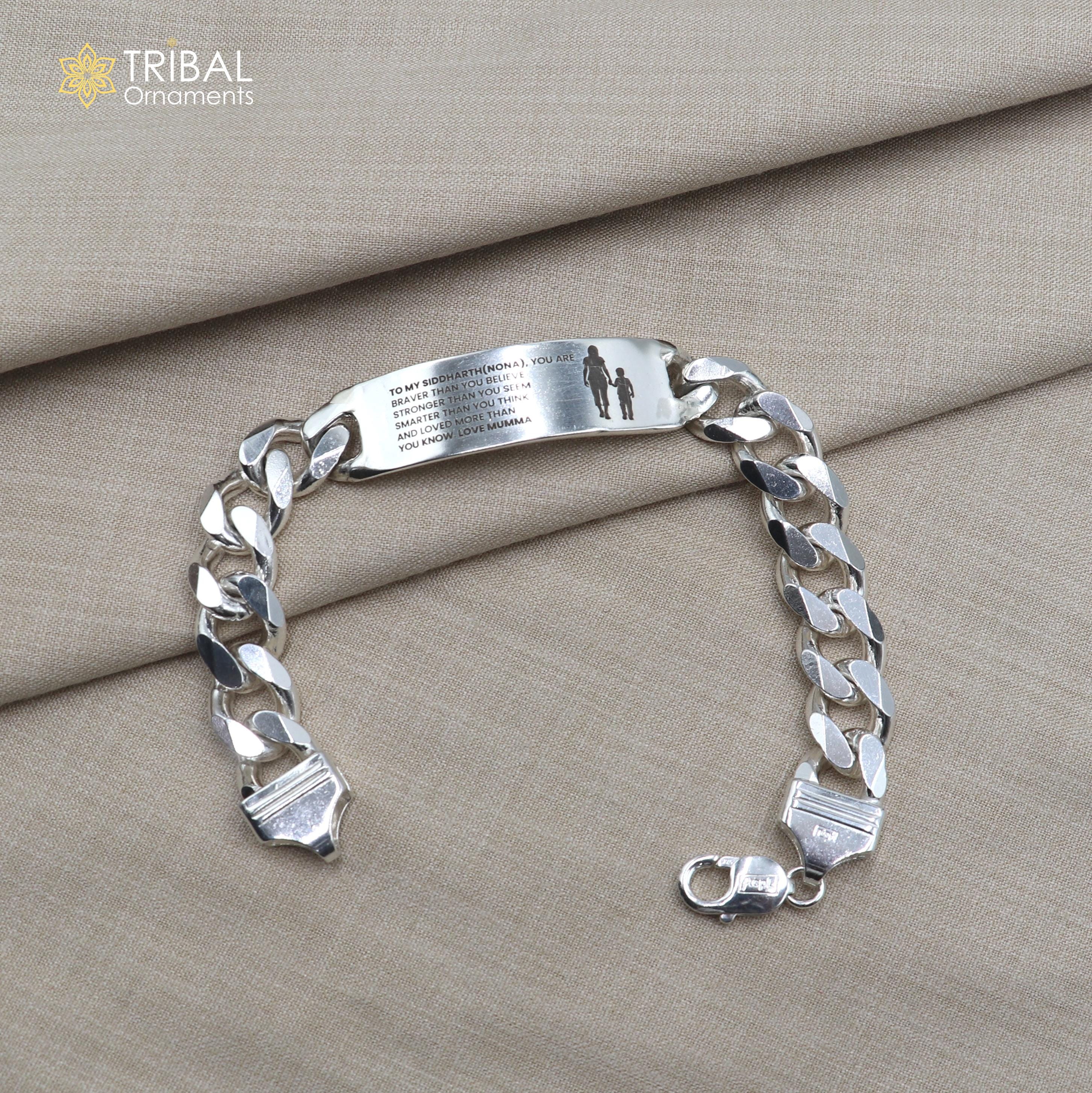 925 Sterling Silver Heavy Chain Personalized Bracelet, Men's 925 Sterling Silver Heavy Chain Personalized Bracelet, Men's