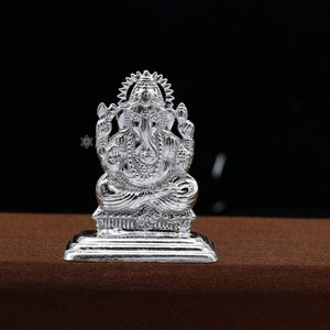 925 Sterling silver Lord Ganesh Idol, Pooja Articles, Silver Idols Figurine, handcrafted Lord Ganesh statue Diwali puja gift art665