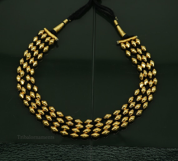 22kt Yellow Gold Oval Dholki Beads Wax Beads 4 Line Necklace Vintage Style Wedding Party Brides Customized Charm Necklace Jewelry Set76 Etsy Canada