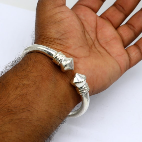 Buy Silver Bracelet for Men Online: Pure Silver Handcrafted Silver Kada,  Designs, Price