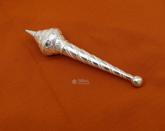 4,5" sterlingzilver handgemaakte vintage stijl Lord Hanuman-knots Hanuman Gada goddelijk cadeau voor idool hanuman voor de beste wensen puja-artikelen su1033