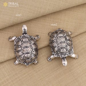 925 Sterling silver vintage design tortoise  statue or sculpture, puja article for home art814