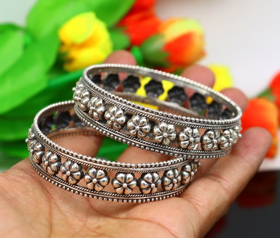 Sterling Silver (925) Tribal Bangle Bracelets Sterling Silver (925) Tribal Bangle Bracelets