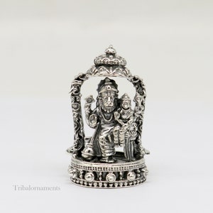925 sterling silver handmade Narsinmha Narsingha statue or Murti with Prahalad, amazing Stunning diwal puja worshipping  figurine art156