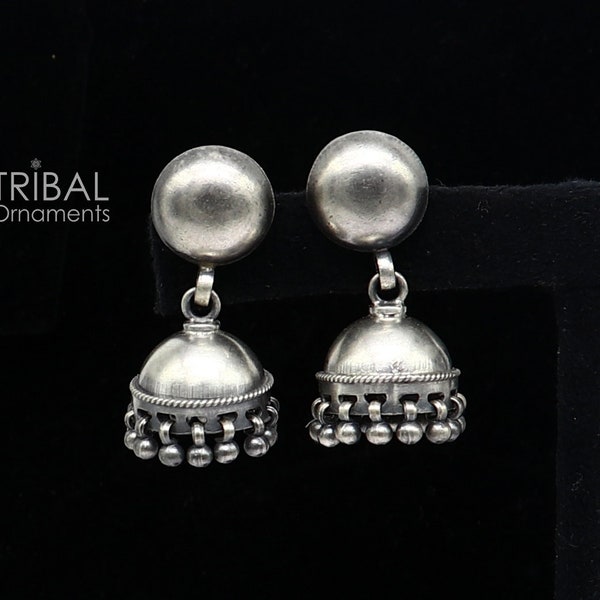 92.5 sterling silver gorgeous Exclusive design small stud earring fabulous jhumki or jhumka silver ethnic tribal earrings s1250