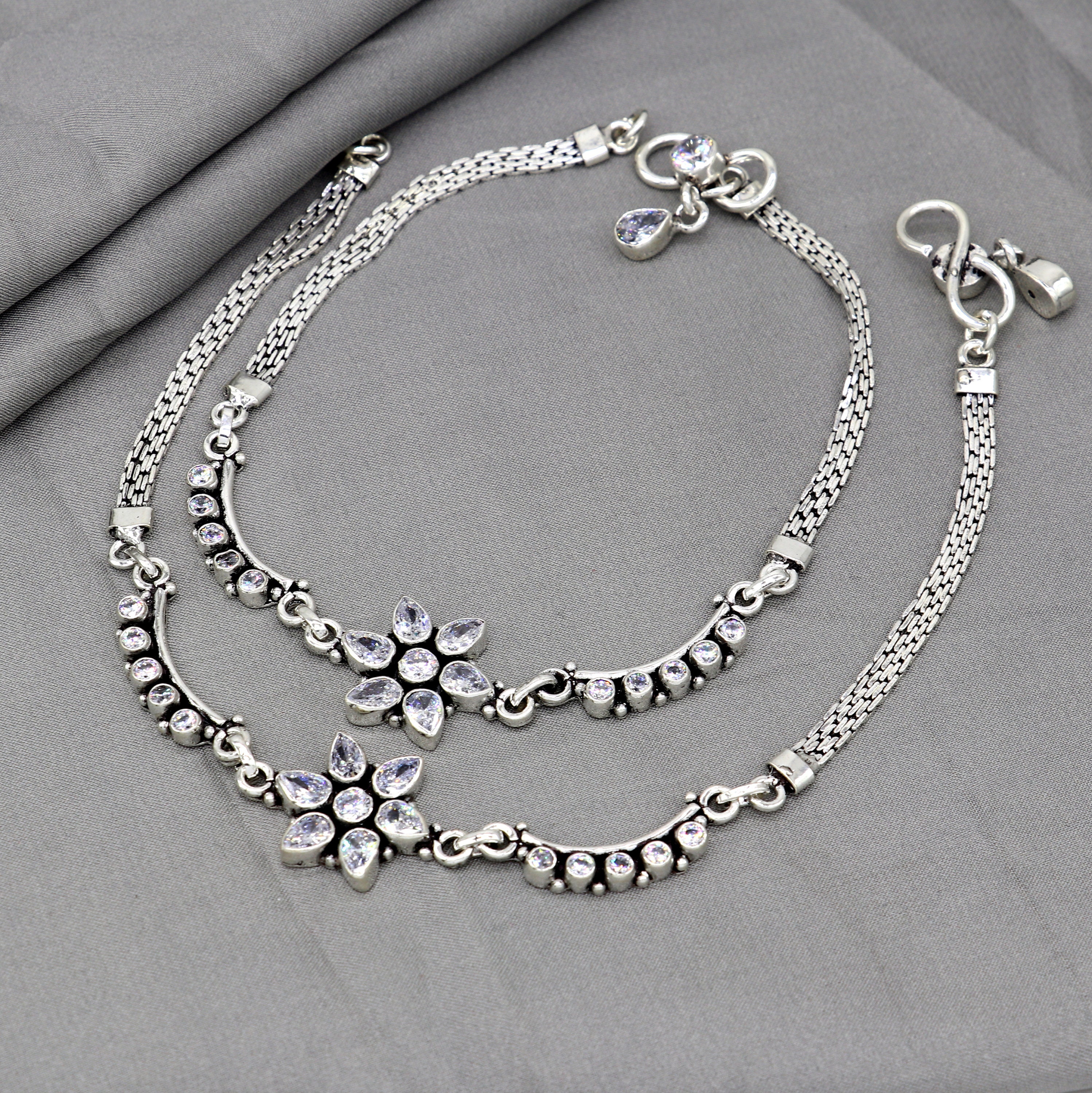 925 Sterling Silver Handmade Stylish Cut Stone Anklets Amazing Ankle Bracelet for Gifting Belly Dance Jewelry Ank635 Etsy