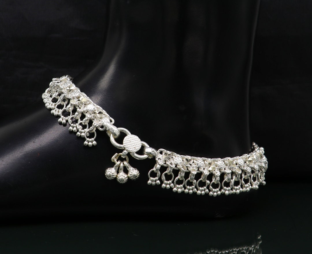 10.5 Sterling Silver Solid Customized Design Ankle Bracelet Foot Bracelet Anklet Vintage Antique Design Tribal Belly Dance Jewelry Ank380 Etsy