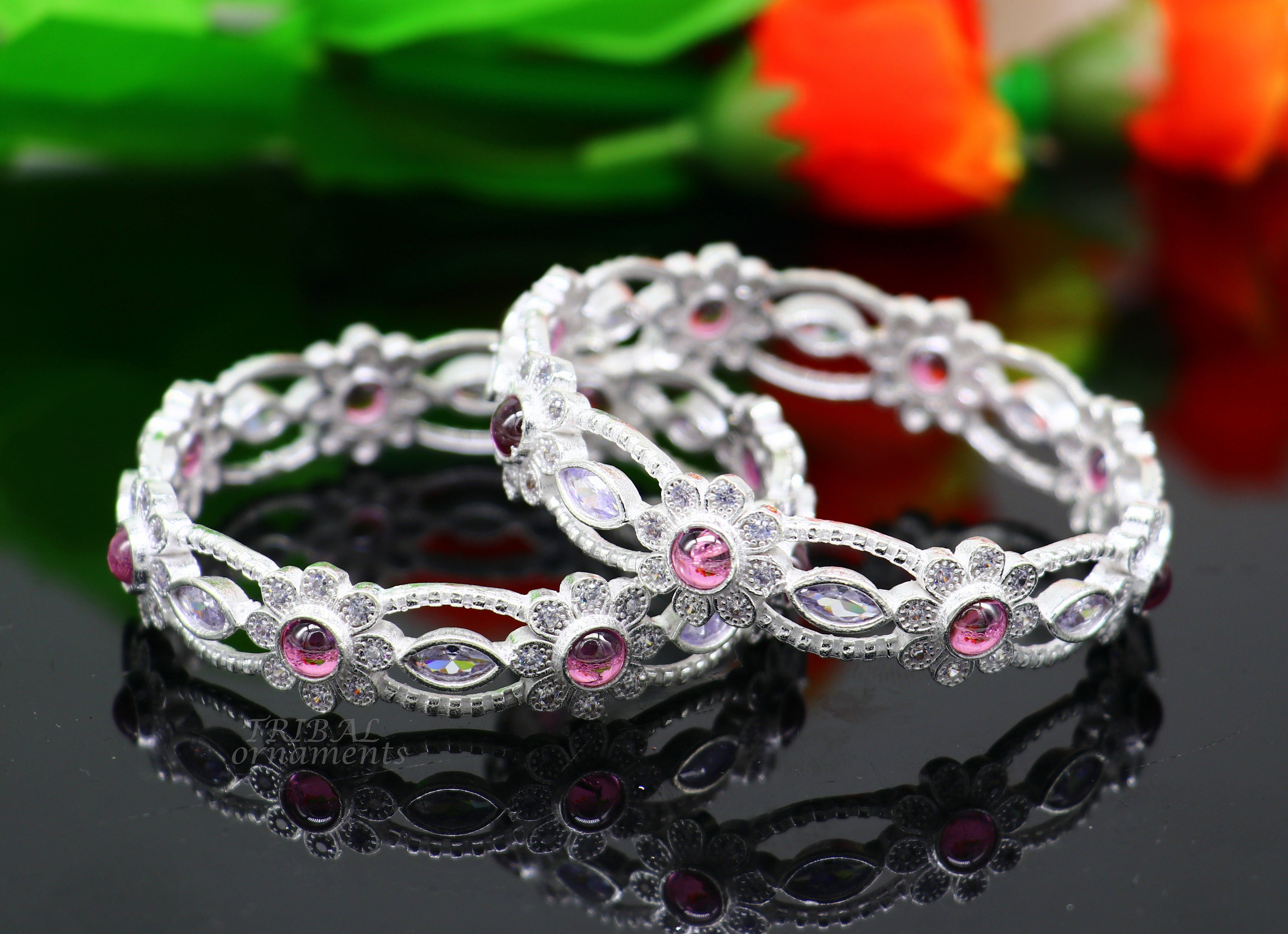 Fancy on sale silver bangles