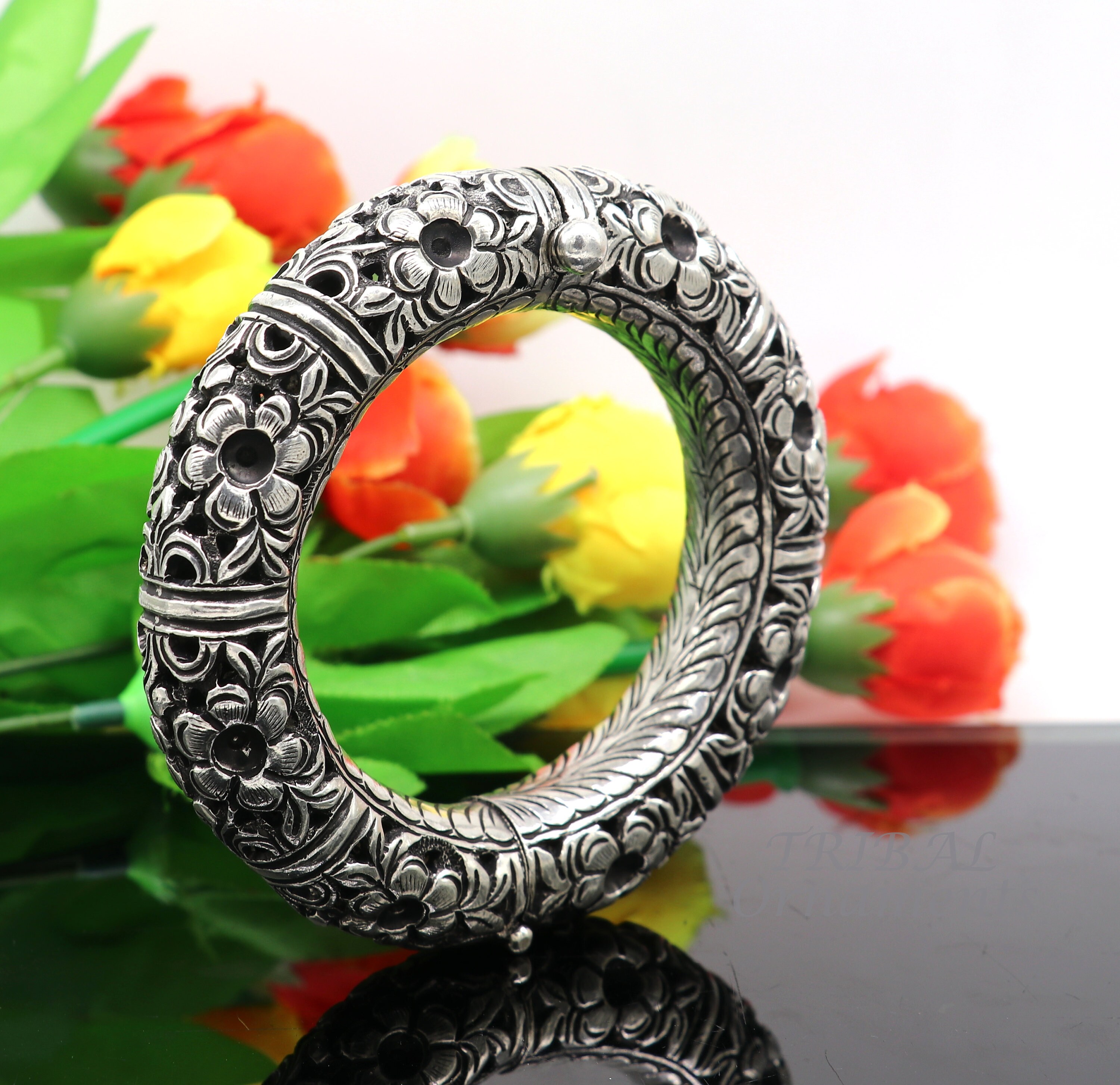 カラテ vintage jewelry silver925 bangle 925 Sterling Silver Handmade Vintage Design Filigree Work Bangle