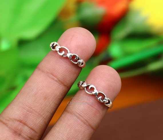Indian Ethnic style handmade solid silver spiral design toe rings pair,  excellent tribal customized belly dance hippie & boho jewelry ntr86 |  TRIBAL ORNAMENTS
