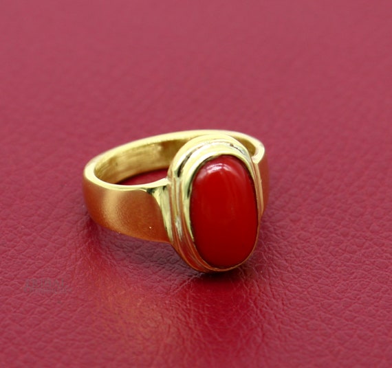 Buy Solid Ashtadhatu Eight Metal Ring Ring With Red Coral munga