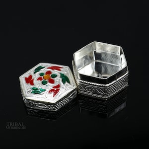 Boîte kajal, boîte à bijoux, boîte à sindur, boîte à eye-liner en argent sterling 925, ustensiles en argent, meilleur cadeau de mariée stb344