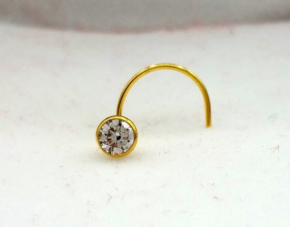 Buy 3 Mm Fabulous Single Cubic Zircon Stone Nose Pin Stud Solid