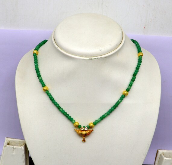 Green beads necklace designs clearance