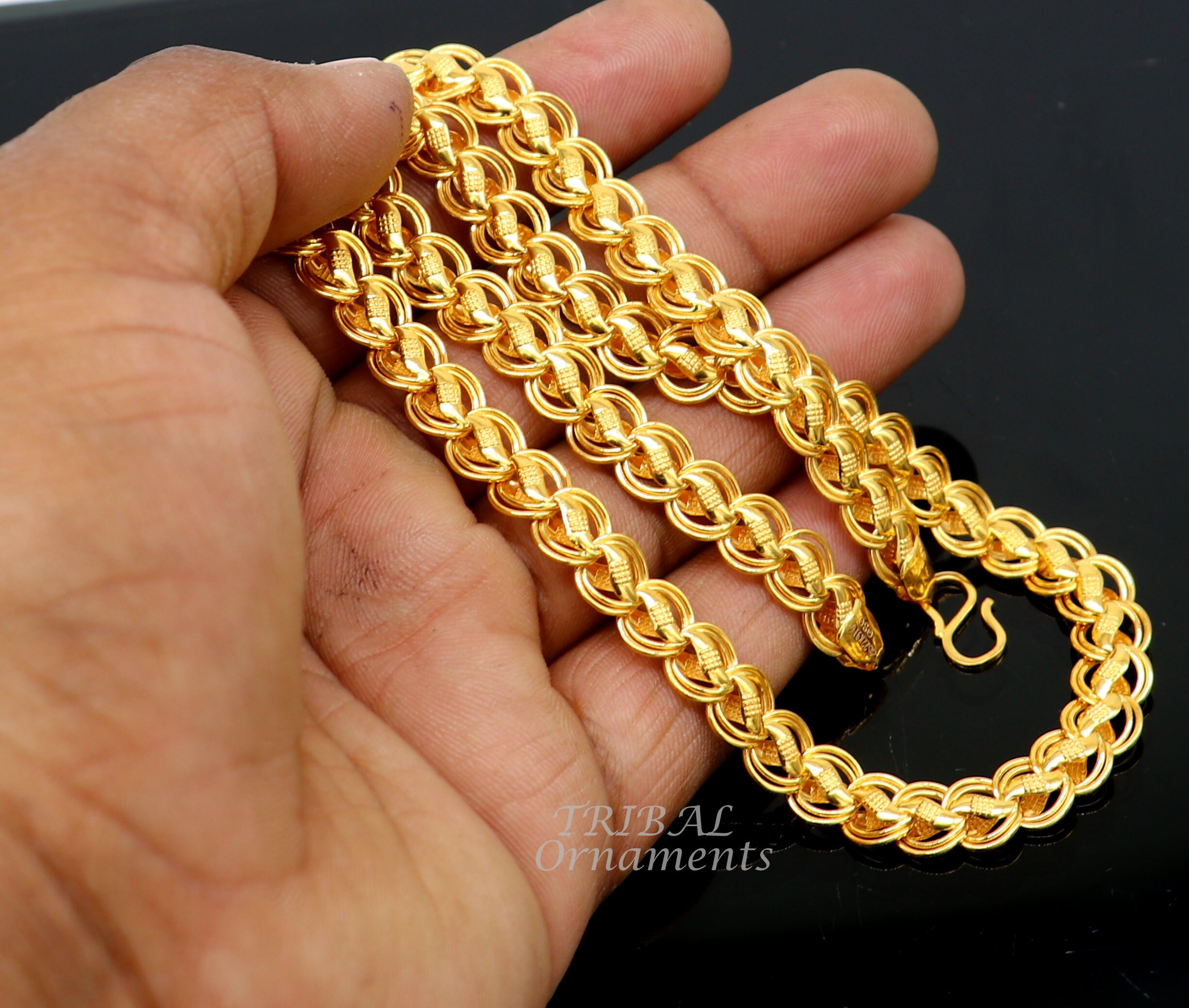 22kt Yellow Gold Customized Stylish Stunning Lotus Chain All Sizes Gifting Necklace New Fancy Stylish Bracelet Men s Jewelry CH574 Etsy Canada