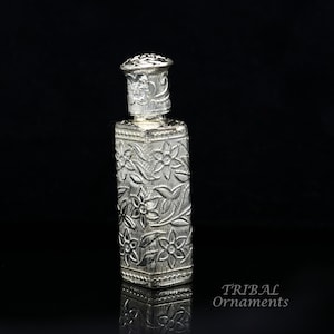 925 sterling silver handmade fabulous floral work trinket box, container box, sindur/kumkum box, Vermilion brides art stb375