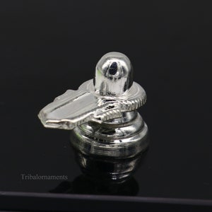 925 sterling silver handmade small Lord Shiva lingam, silver shivling puja utensils, home temple silver article puja accessories art76