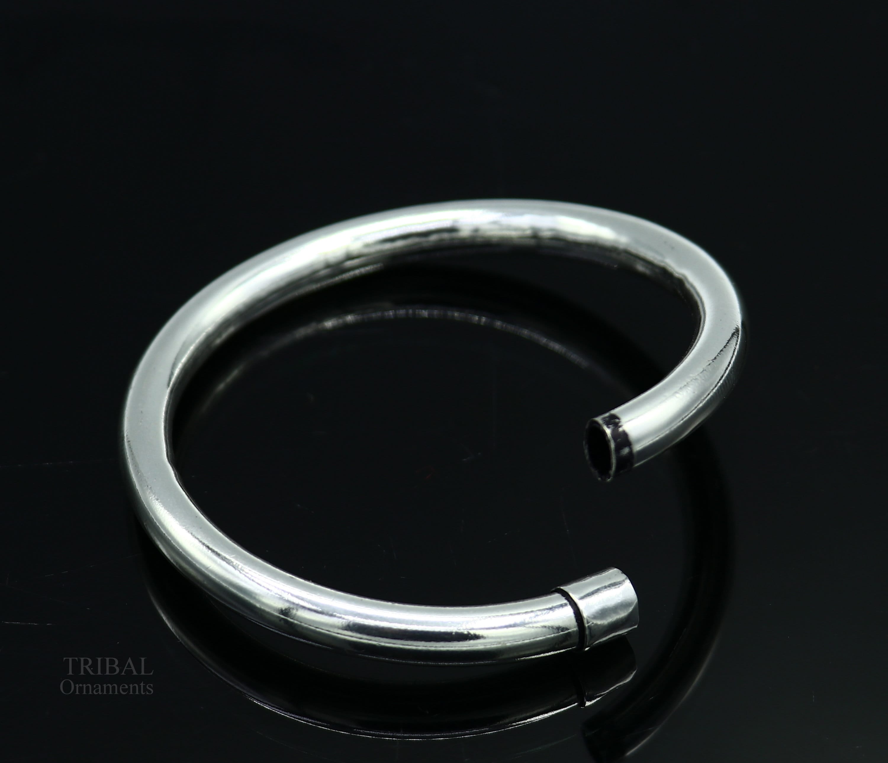 925 Sterling Silver Plain Shiny Bright Bangle Bracelet Kada