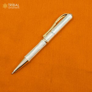 925 sterlingzilver handgemaakte unieke luxe schrijvende balpen, beste zilveren cadeauartikel uit India art803