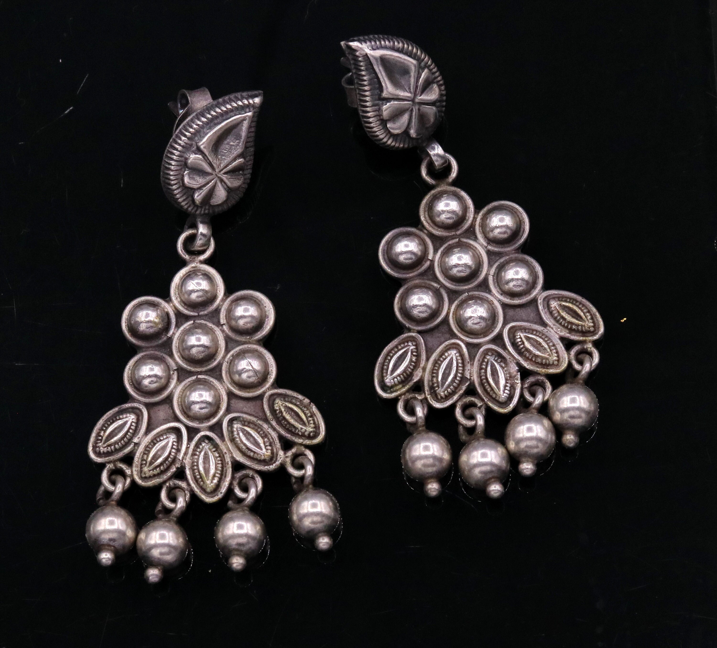 925 Pure Silver Stud Earring Unique Vintage Handmade Design