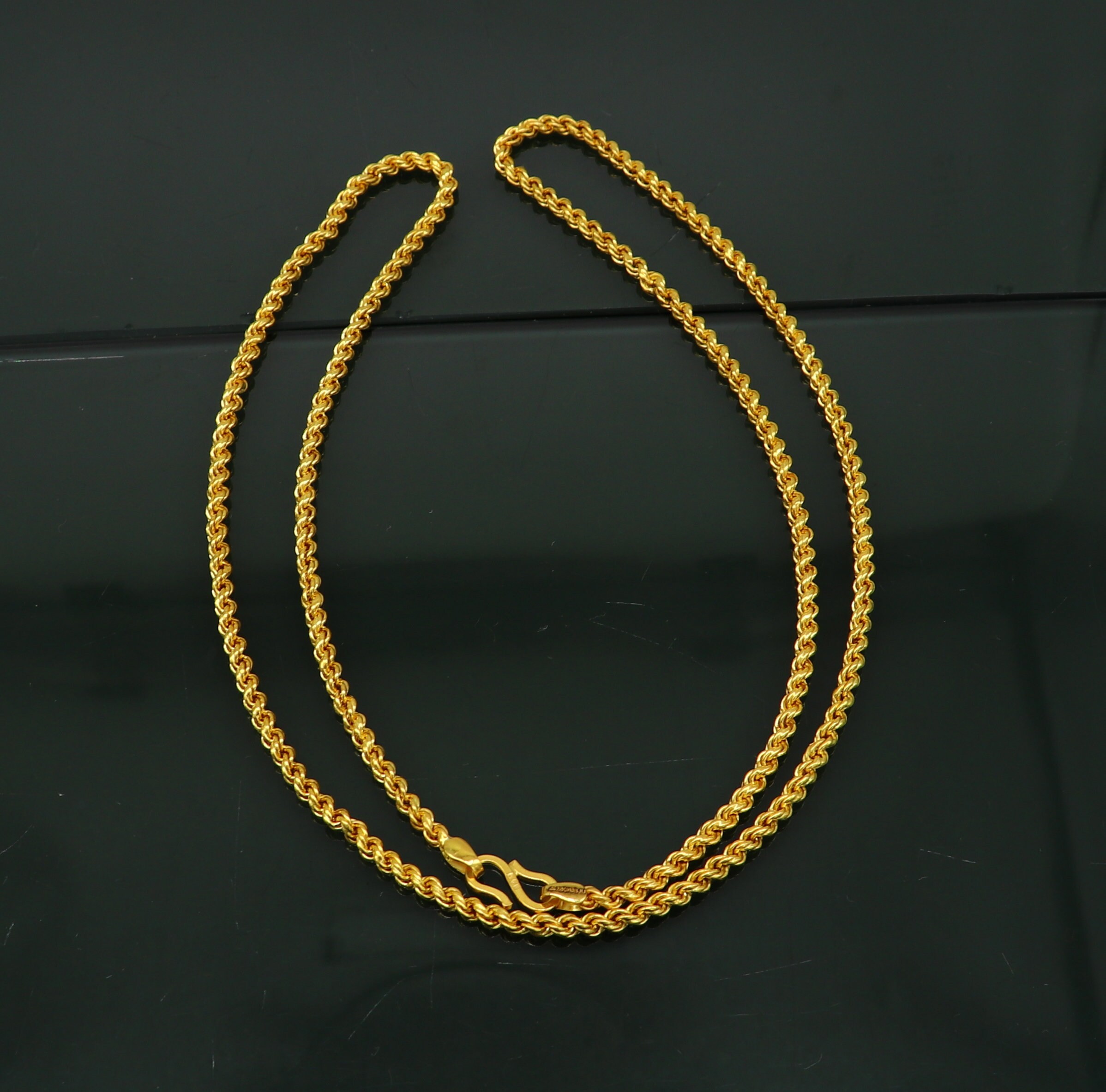 22 Kt Yellow Gold Customized Rope Design Chain Necklace, Elegant ...