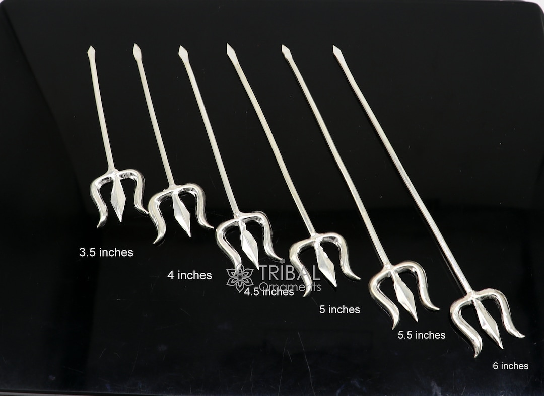 925 Silver Divine Lord Shiva Trident Trishul Puja Article Utensils
