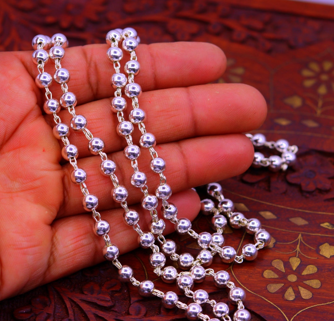 925 Sterling Silver Fabulous Plain Solid Beads Chain Japp 925 Sterling Silver Fabulous Plain Solid Beads Chain Japp