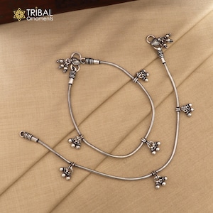 11 inches Handmade 925 sterling silver snake chain ankle bracelet, silver anklets, foot bracelet amazing belly dance jewelry gift her ank466