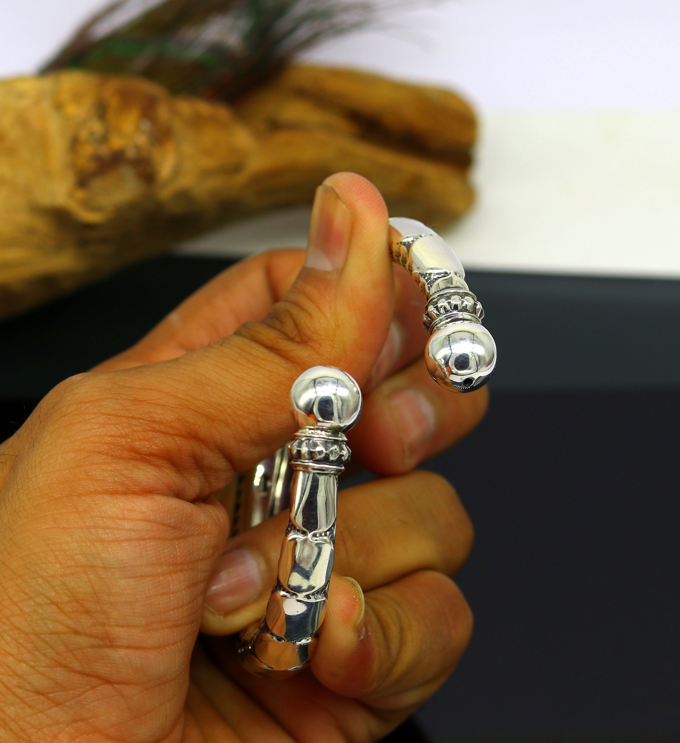 925 Sterling Silver Handmade Gorgeous Bangle Bracelet Kada