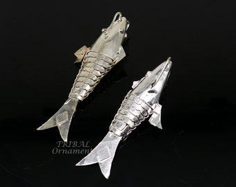 純銀製の手作りの銀の魚、ヴィシュヌ神の化身マツヤ、繁栄と幸運を祈る