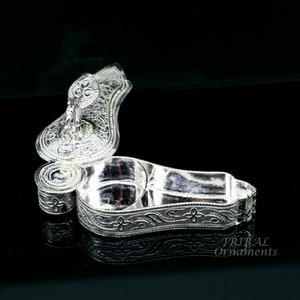 925 sterling silver handmade fabulous unique peacock design trinket box, brides gift, casket box silver article, silver sindur box stb376