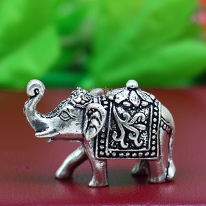 Fully solid 925 Sterling silver Kandrai work Nakshi design Elephant statue, puja article figurine for wealth and prosperity art606
