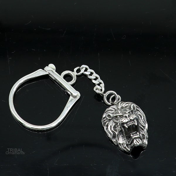 Vintage design handmade 925 sterling silver key chain, silver lion key chain, best gifting charming key chain jewelry KCH01