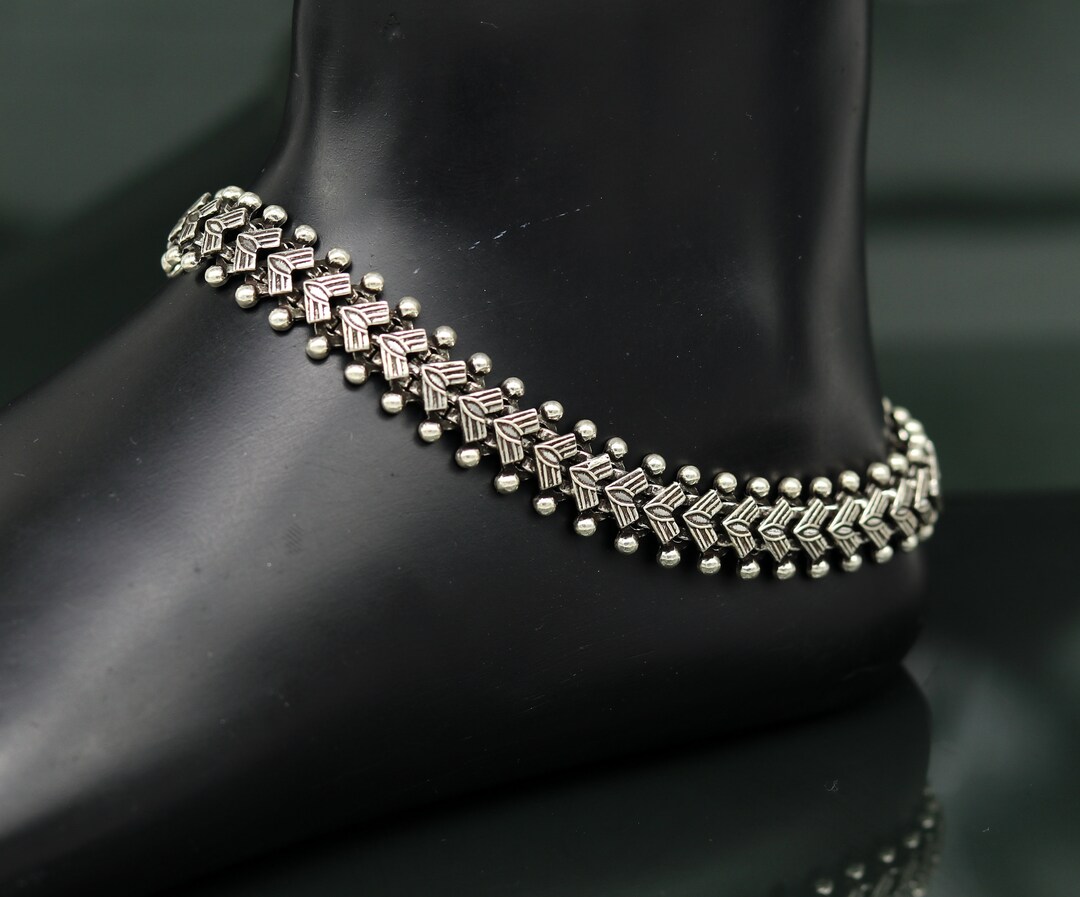 Indian Traditional Cultural Trendy 925 Sterling Silver Handmade Anklets