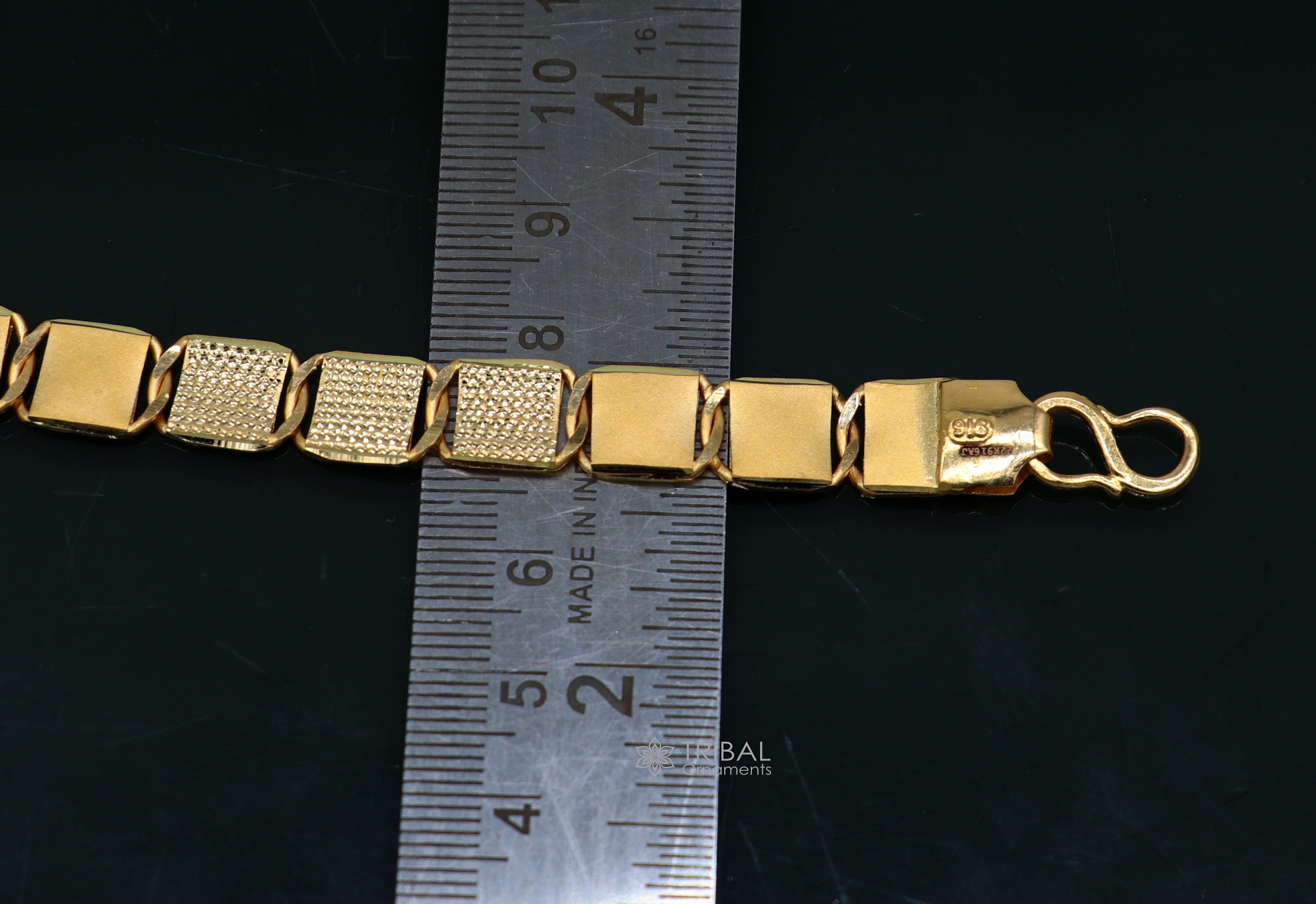 Buy Genuine 22kt Yellow Gold Handmade Gold Bar Royal Nawabi Chain Bracelet  Fabulous Diamond Cut Design Best Gifting Men's Jewelry Gbr43 Online in  India - Etsy