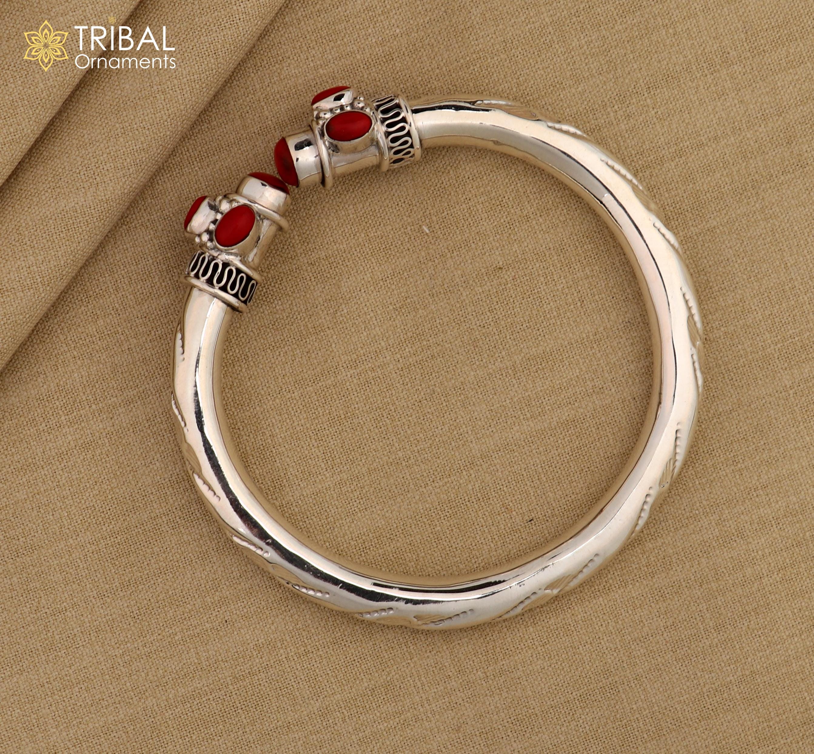 Vintage Chunky 925 Sterling Silver Hammered Tube Bangle