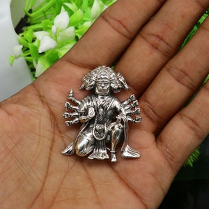 Pure 925 sterling silver handmade Hindu god Lord Panchmukhi Hanuman pendant, amazing designer fabulous pendant unisex gifting jewelry ssp486