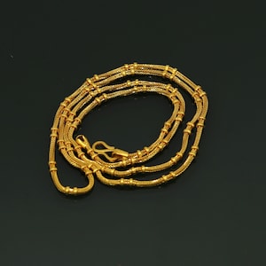 22kt yellow gold handmade solid box chain with customized design, excellent unisex personalized gifting girl&#39;s jewelry from india ch226