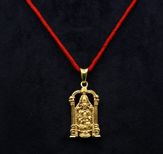 Buy 925 Sterling Silver Gold Polished Divine Idol Tirupati Balaji With  Goddess Laxmi Pendant, Krishna Venkateswara Swamy Pendant Jewelry Nsp593  Online in India 