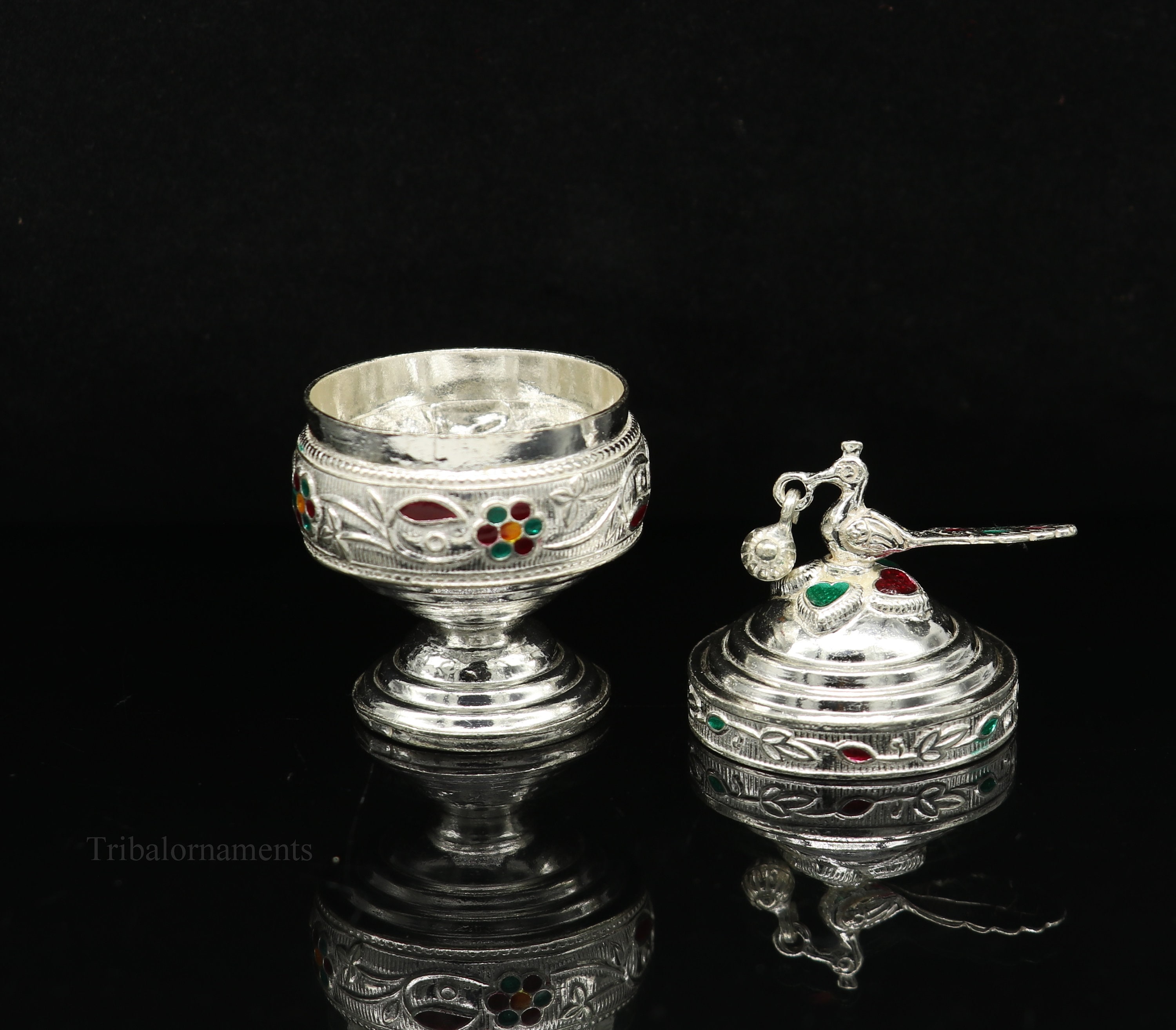 Solid Sterling Silver Vintage Peacock Design Handmade Brides