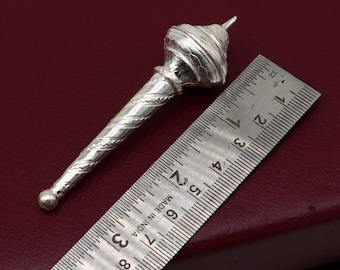 3" Sterling zilveren handgemaakte vintage stijl heer Hanuman Mace Hanuman Gada goddelijk cadeau voor idool hanuman voor de beste wensen puja artikelen su1034