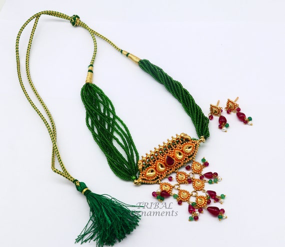 22 Karat Yellow Gold Vintage Traditional Rajputana Necklace