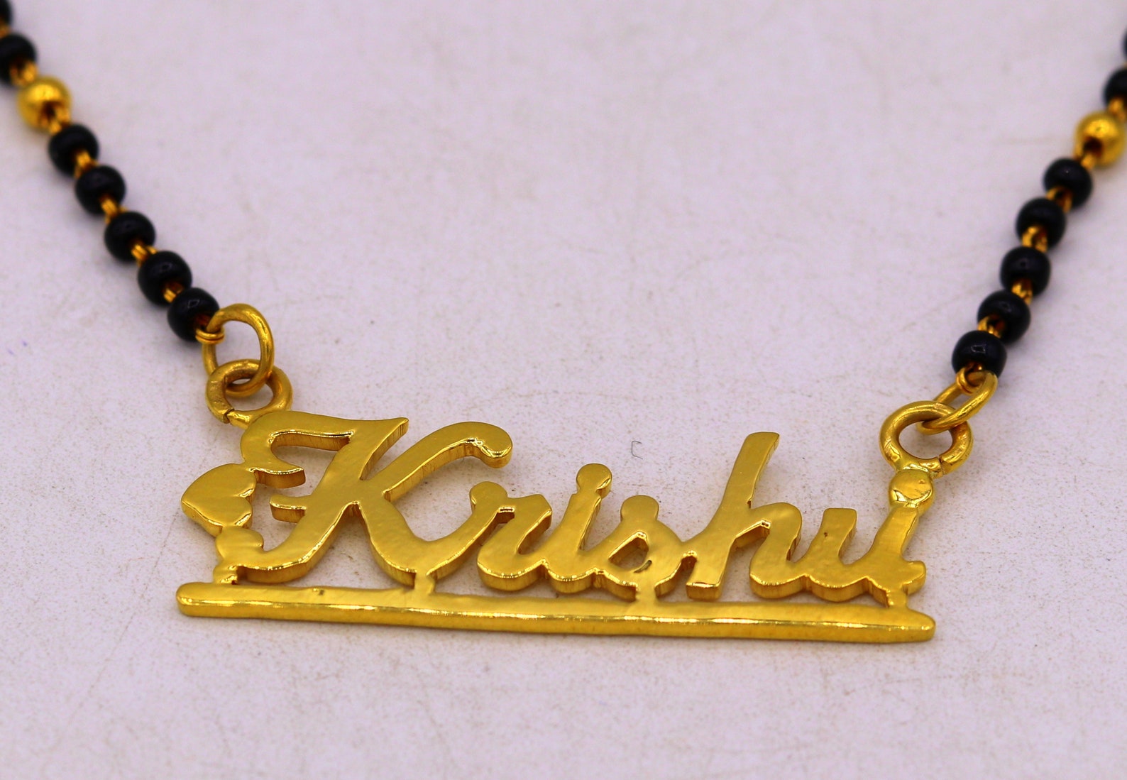 22k Yellow Gold Handmade Solid Gold English Name Necklace Gold Etsy