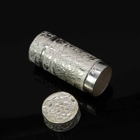 solid silver tobacco tin 925 Fine Solid Silver Handmade Small Tobacco Box, Fennel Box, Storage Box  Silver Utensils, Silver Box, Men's Accessories Stb857