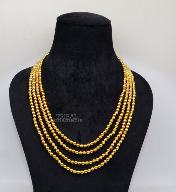 Vintage Antique Tribal Old 22kt Gold Beads Necklace Mala Gold Chain 