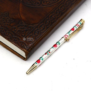 925 sterlingzilveren handgemaakte unieke luxe schrijvende balpen, beste zilveren cadeauartikel uit India art773