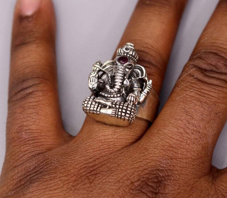 925 sterling silver handmade amazing lord Good ganesha sr76